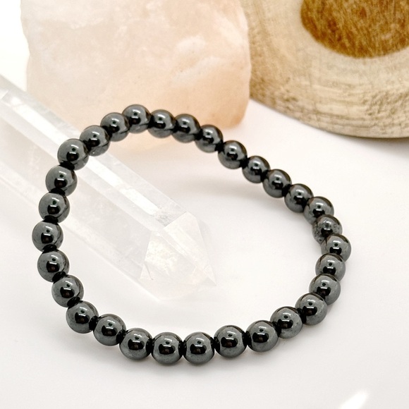 Terahertz Stone 6mm Hand Beaded Healing Bracelet Unisex - Picture 3 of 6